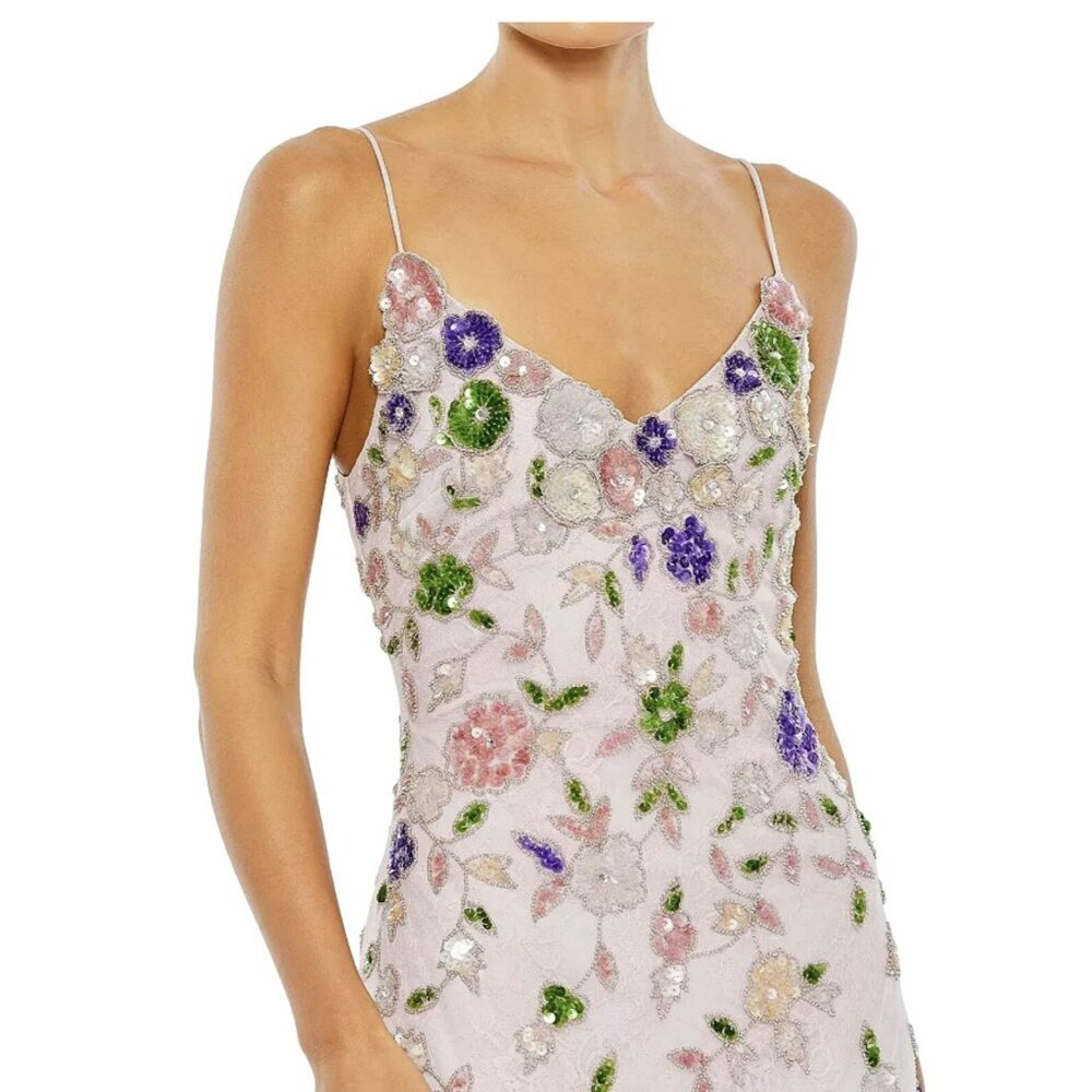 Mac Duggal Floral Embroidered Maxi Dress - Pink and Purple - Picture 2 of 13